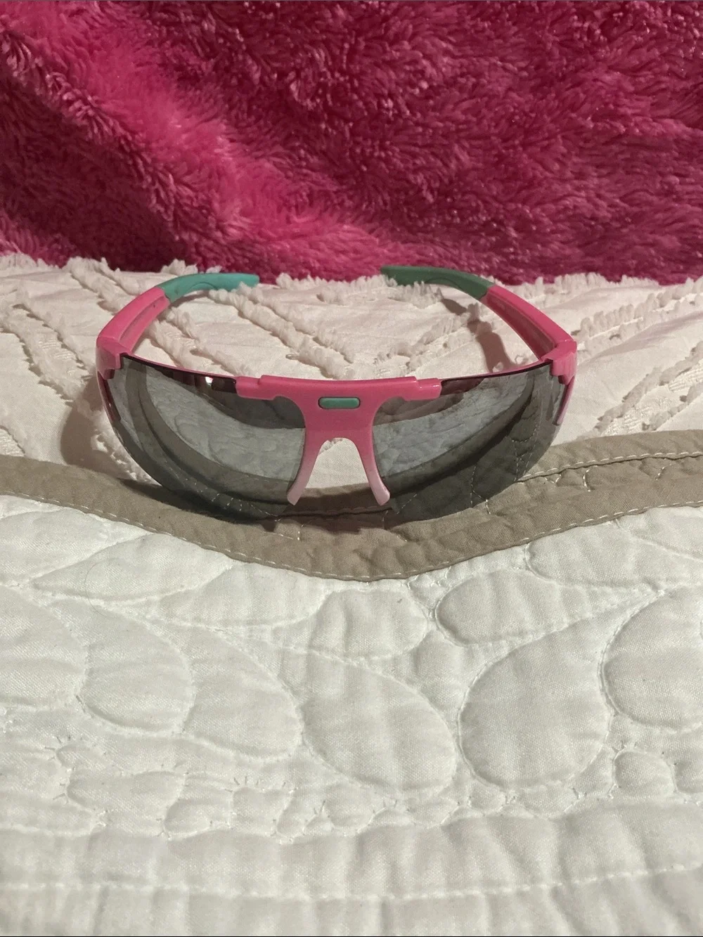 Kids Pink & Teal Wraparound Sunglasses - Youth Sport Shades